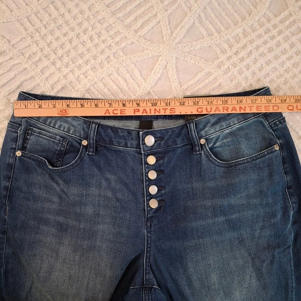 Lane Bryant High Rise Flare Jeans Womens 18 Blue Exposed Button Fly Raw‎ Hem NWT